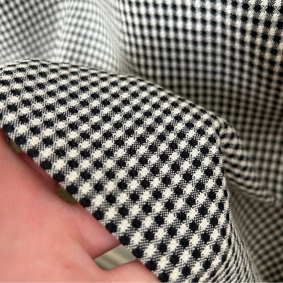 Vintage 80s Houndstooth Coatdress Midi Woven Oversized Collar Double Breasted M - Picture 16 of 16